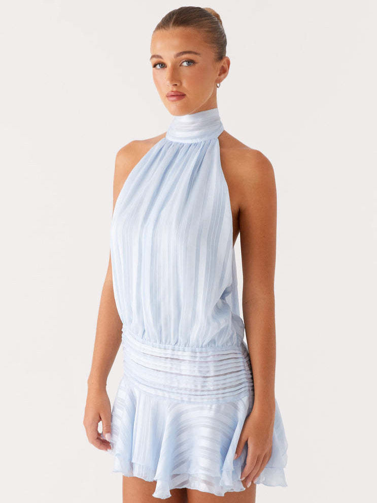 Backless Tie-Up Halter Dress