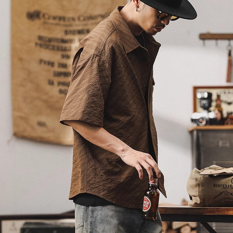 Textured Seersucker Utility Shirt