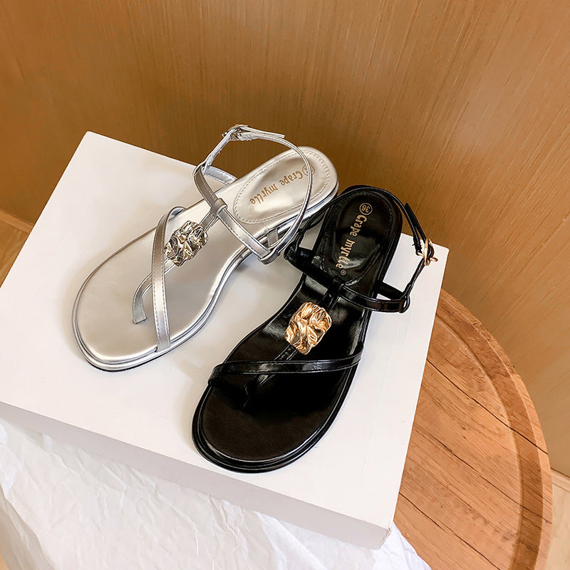 Cross-Strap Block-Heel Sandals