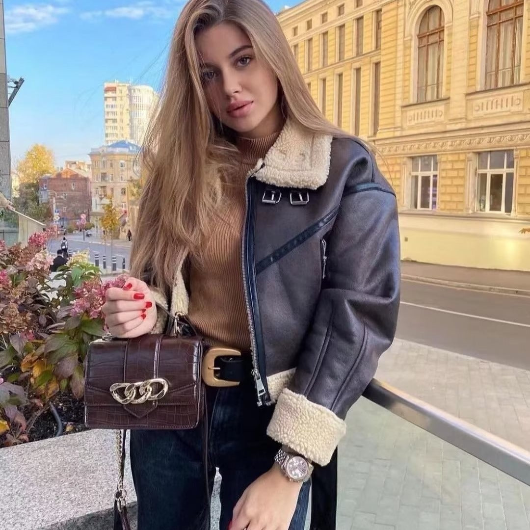 Plush Collar Aviator Jacket