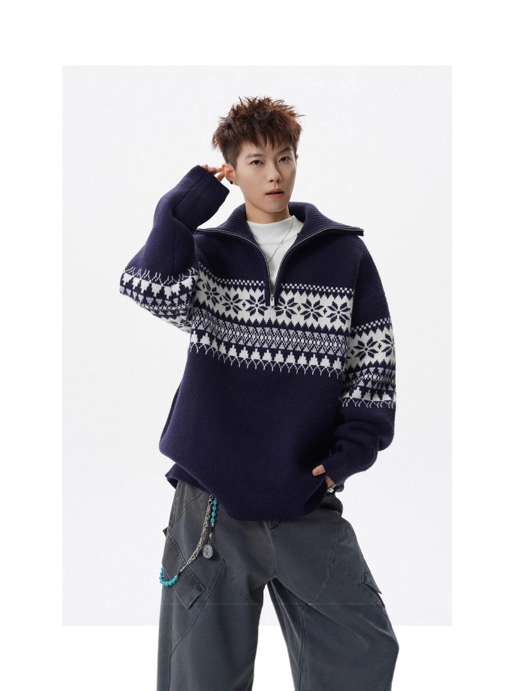 Festive Snowflake Quarter-Zip Jumper