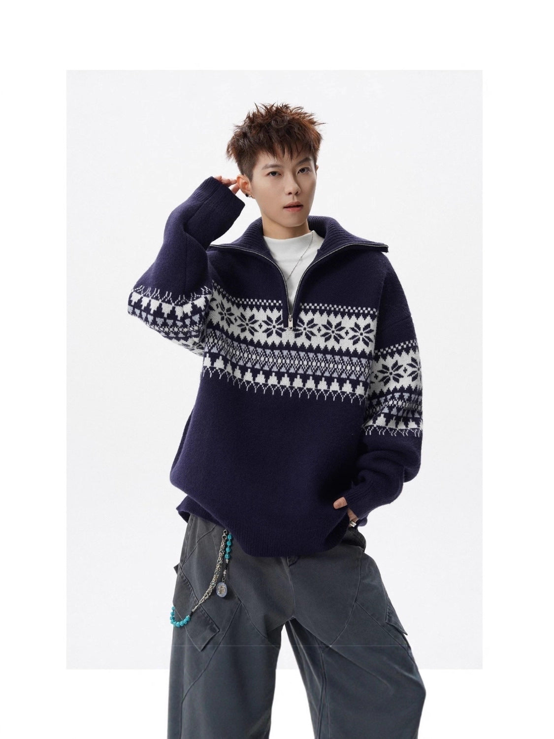 Festive Snowflake Quarter-Zip Jumper