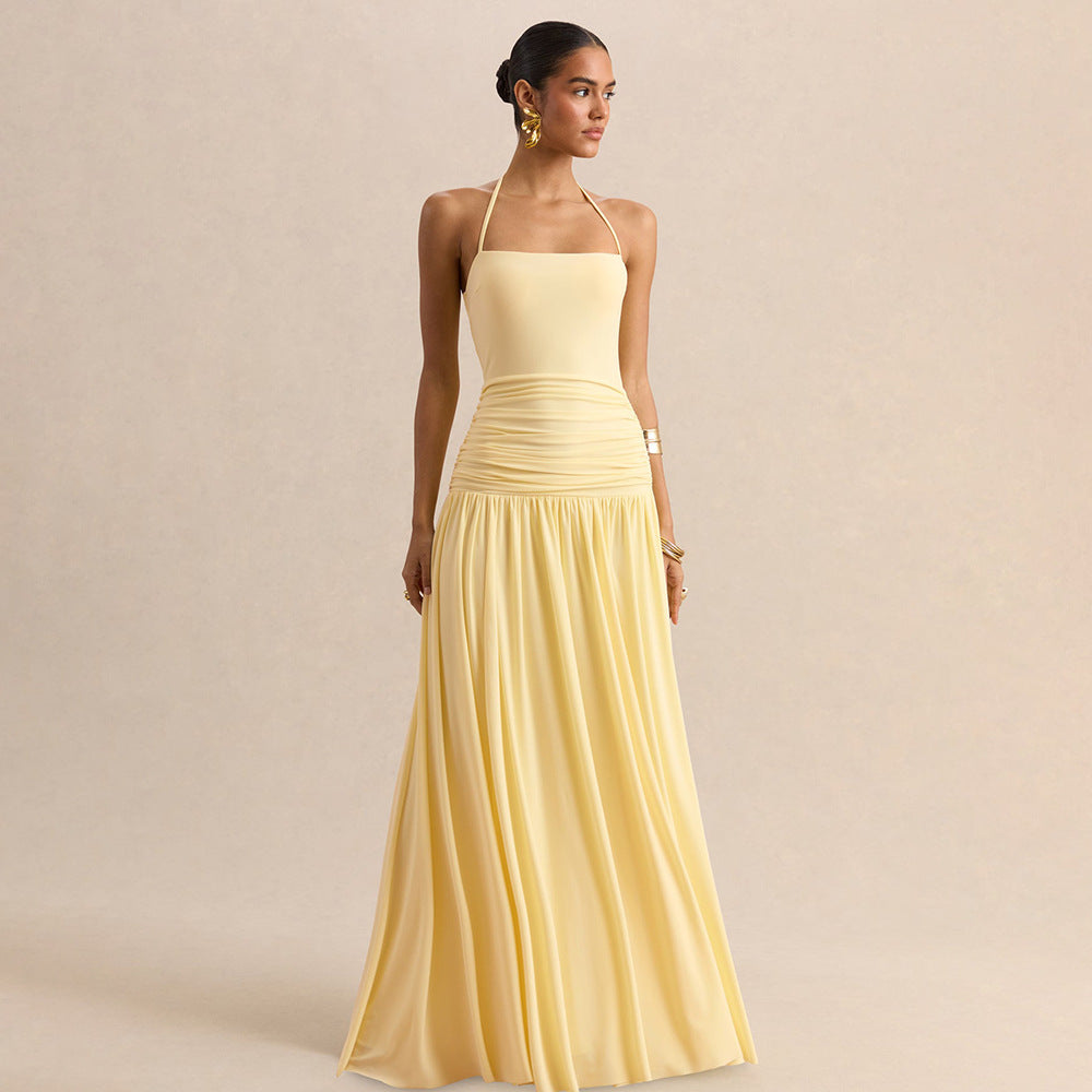 Strapless Pleated Maxi Dress