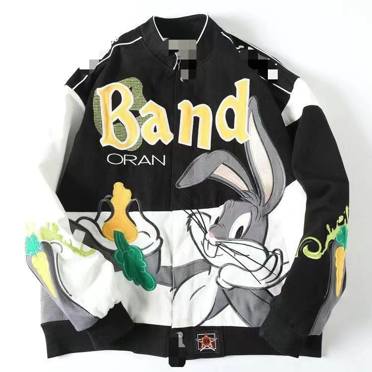 Cartoon Embroidered Varsity Jacket