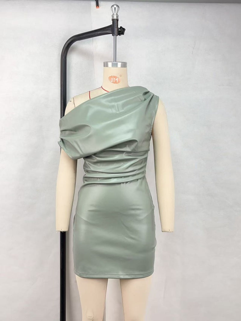 Sleek One Shoulder Ruched Mini Dress
