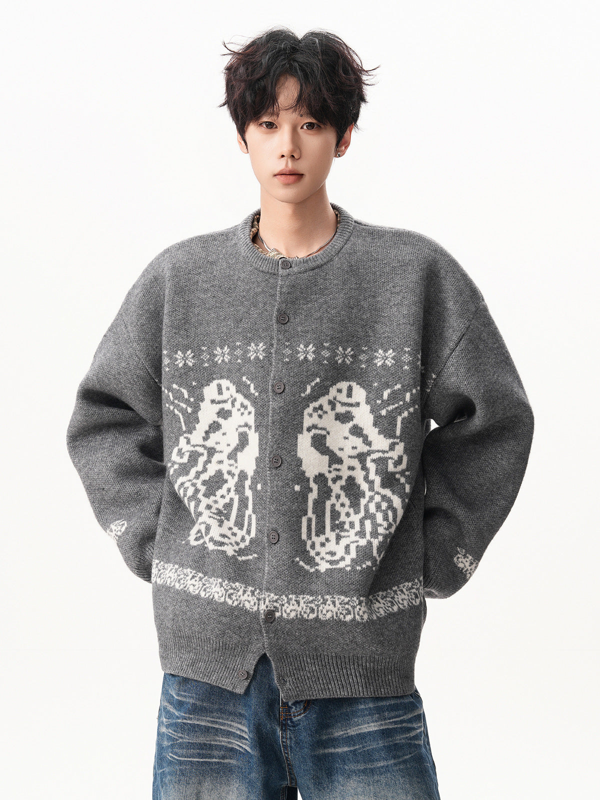 Oversized Fair Isle Jacquard Cardigan