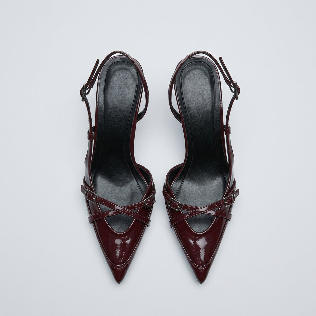 Buckle-Strap Slingback Heels – color detail