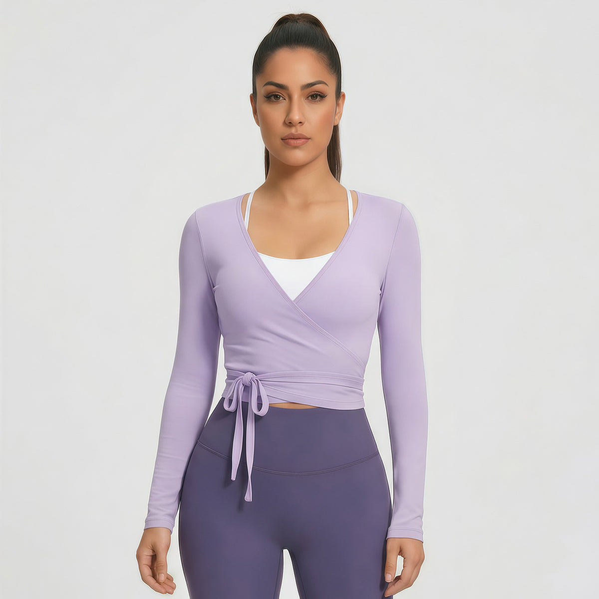 Lace-Up Long-Sleeve Yoga Top
