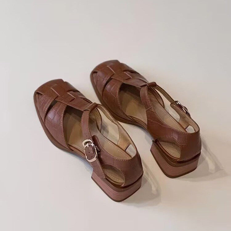 Woven Block-Heel Sandals
