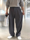 Trousers with elastic adjustment buttons, dark gray
