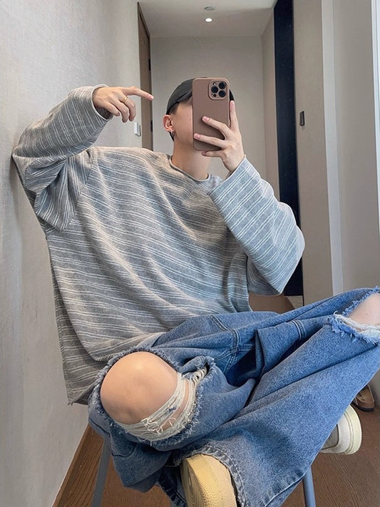 Striped Knit Sweatshirt