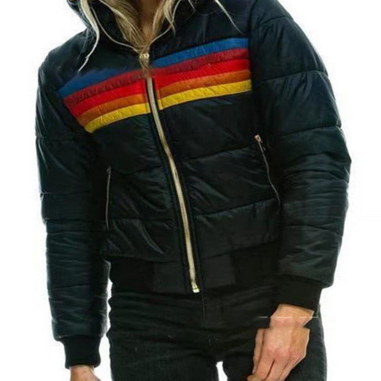 Retro Striped Puffer Jacket
