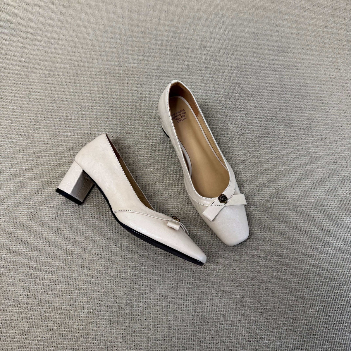 Bow Leather Mary Jane Heels