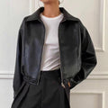 Sleek Faux Leather Bomber Jacket