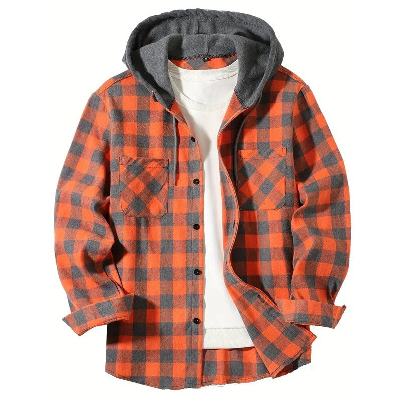 Plaid Hooded Shirt Jacket