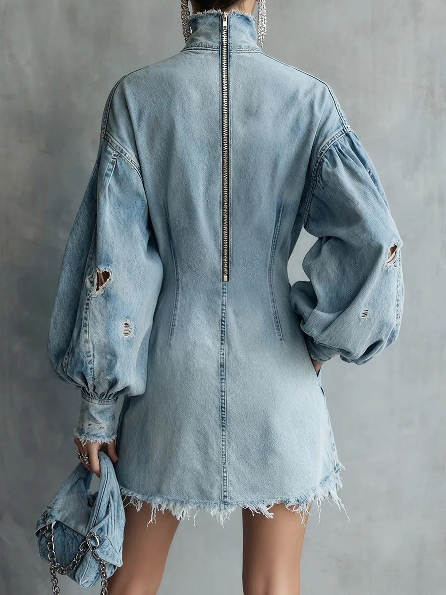 Distressed Denim Mini Dress