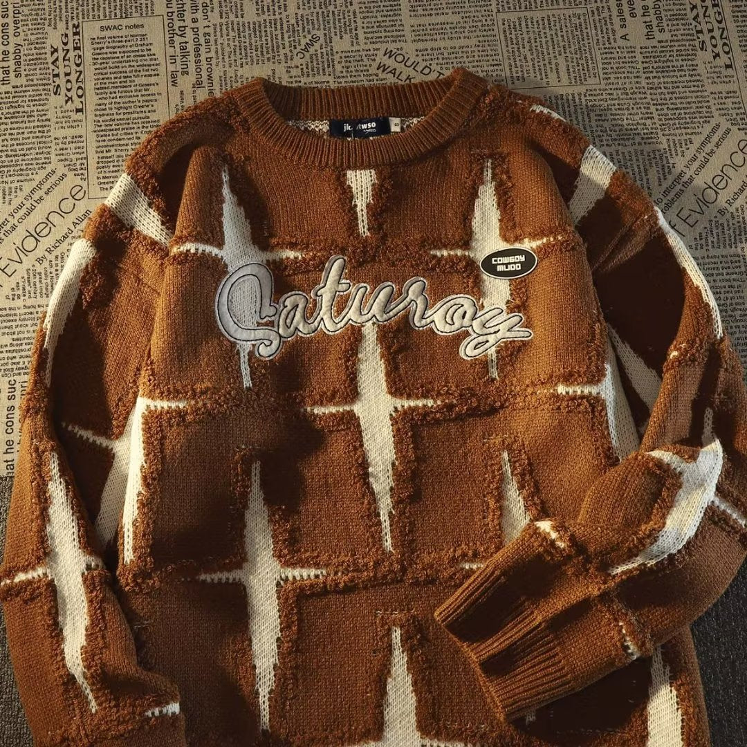 Starry Retro Knitted Oversized Sweater