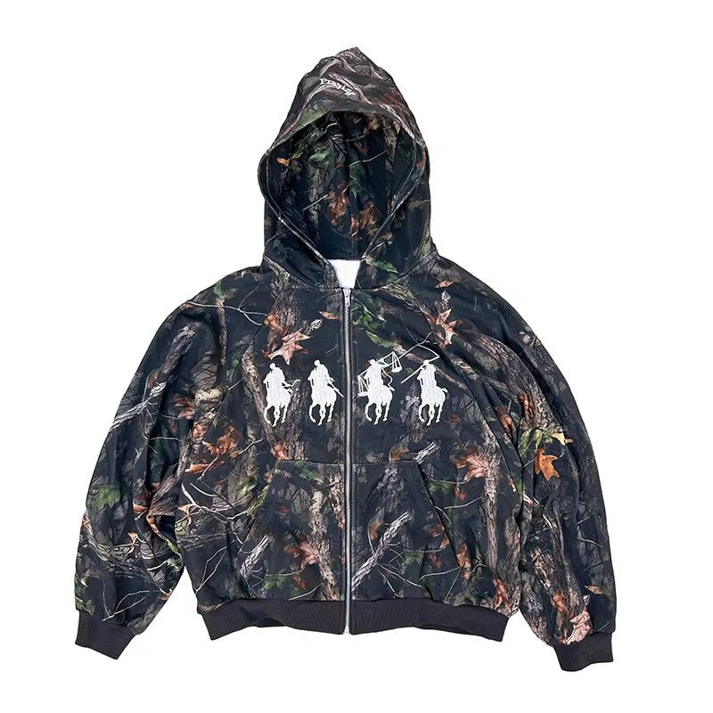 Camouflage Polo Print Hoodie