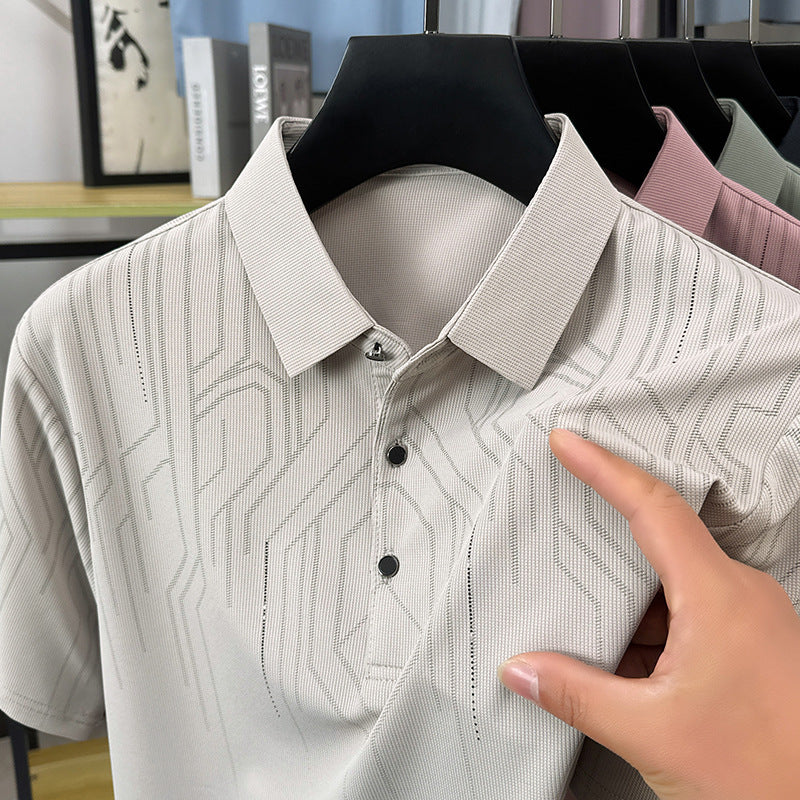 Geometric Ice-Silk Knit Polo