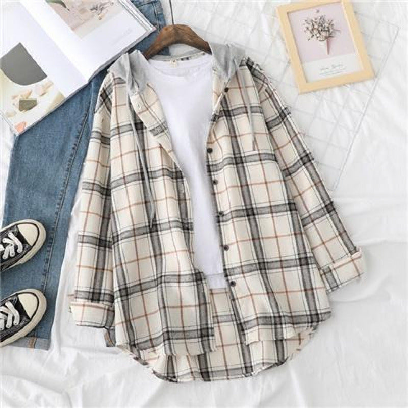 Plaid Flannel Hoodie Shirt