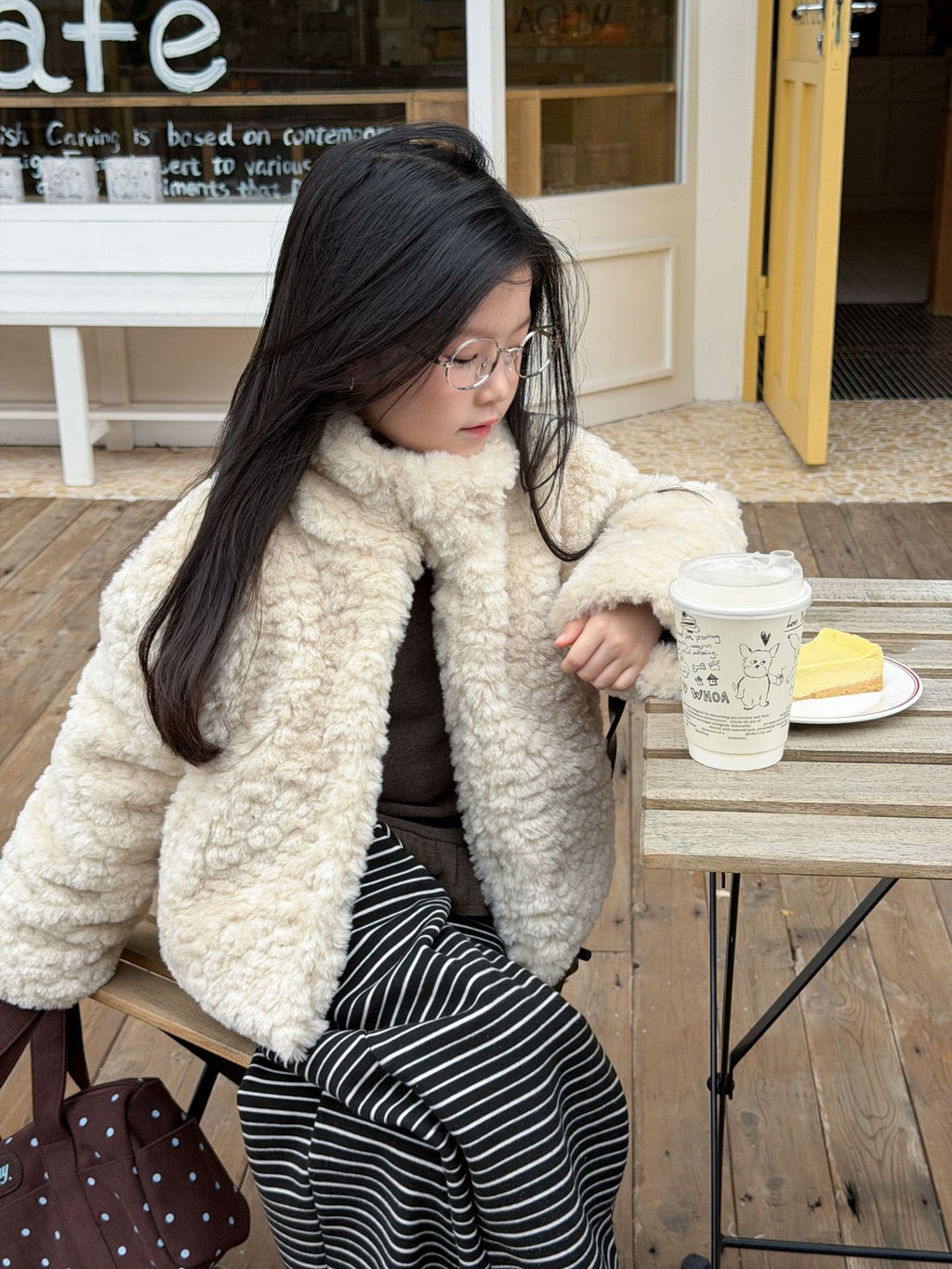 Girls' Plush Stand-Collar Puffer Jacket