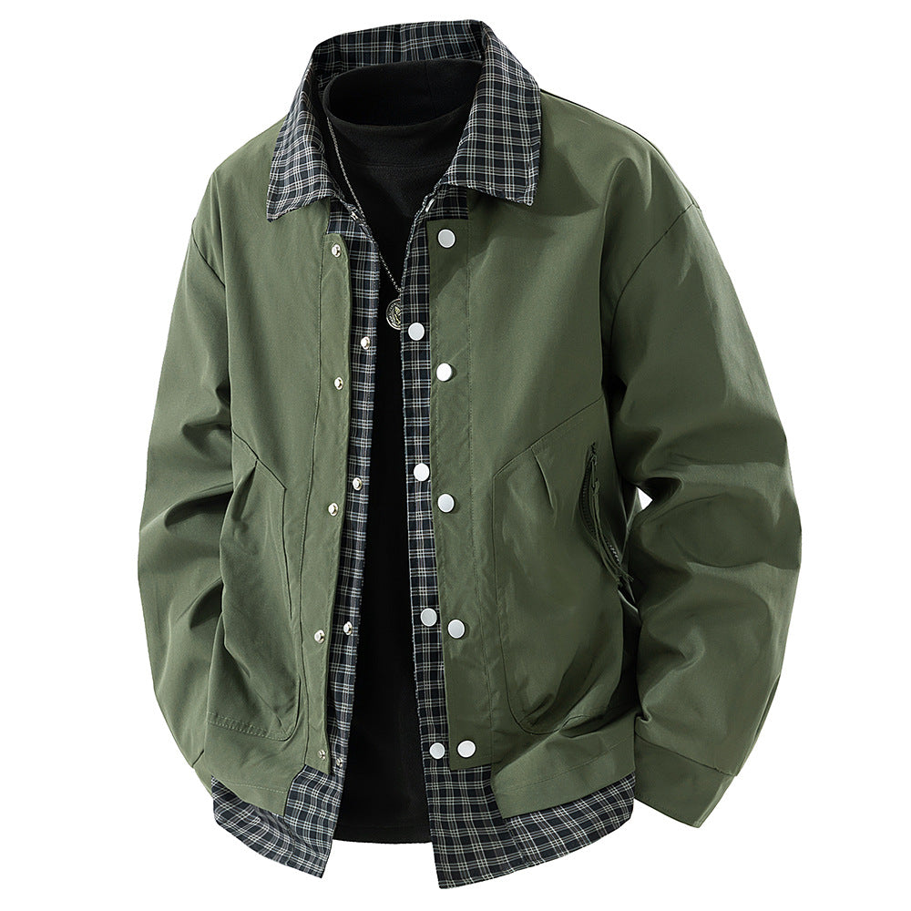 Plaid Collar Layered Jacket