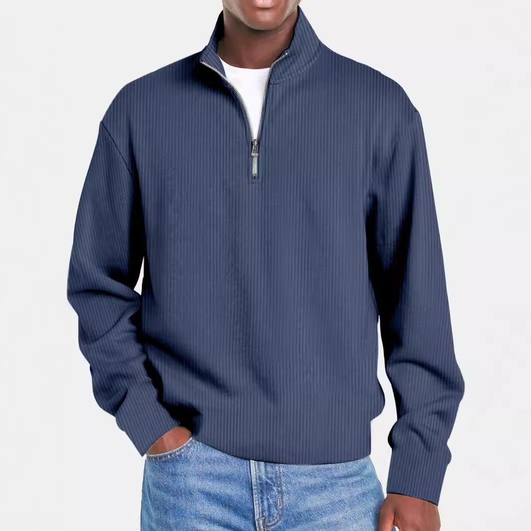 Ribbed Quarter-Zip Pullover