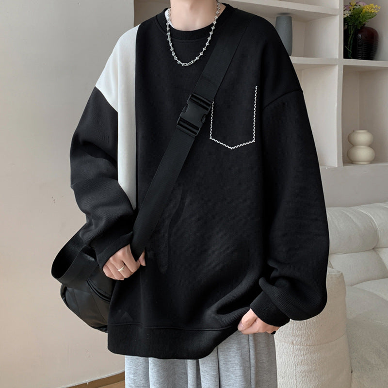 Patchwork Chest Pocket Oversize Pullover