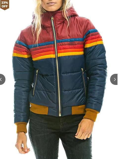 Retro Striped Puffer Jacket