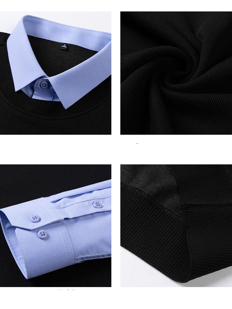 Men’s Integrated Layered-Look Cashmere Blend Pullover