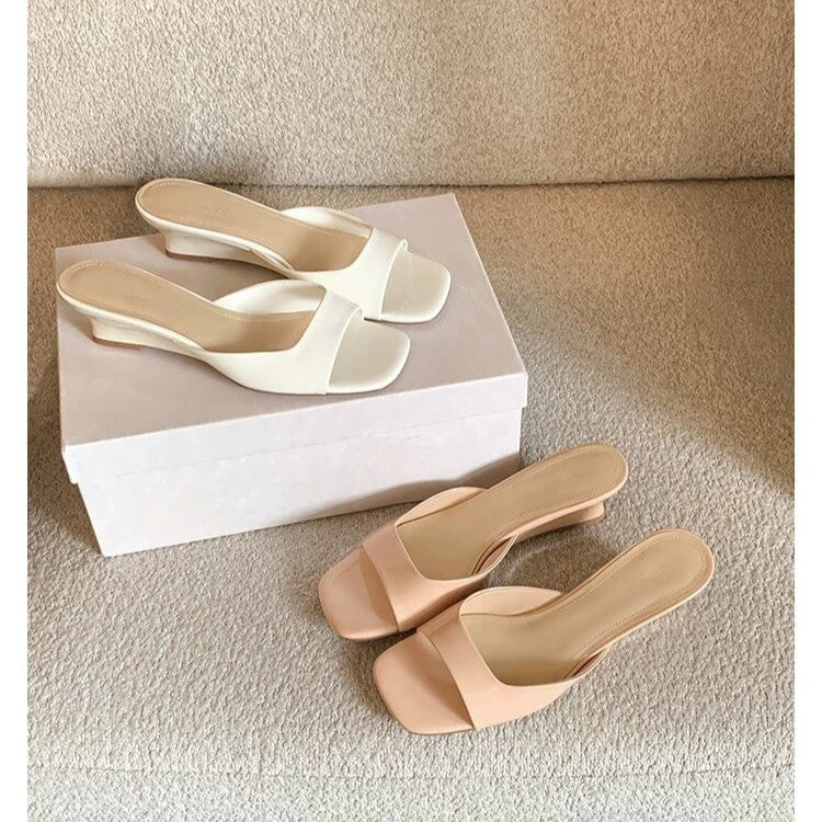 Leather Wedge Slides