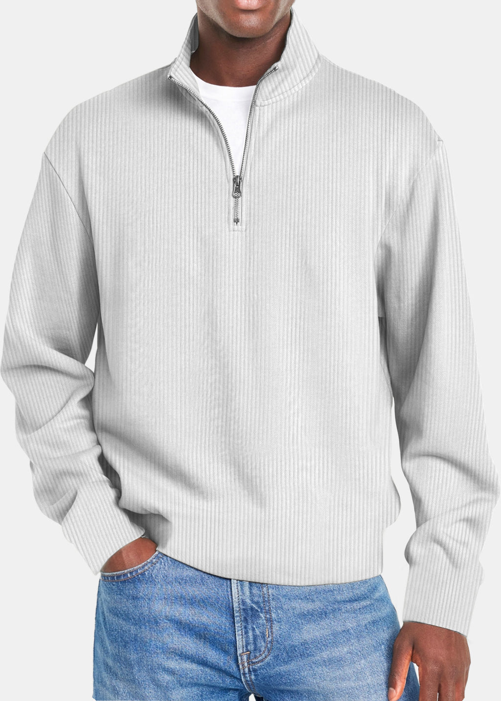 Ribbed Quarter-Zip Pullover