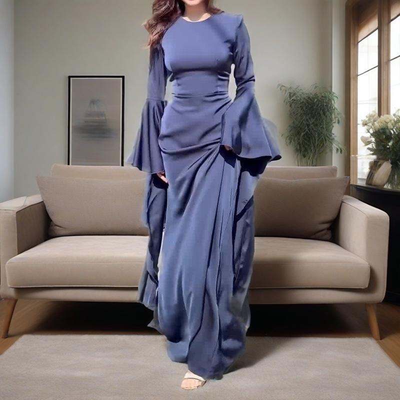 Elegant Bell Sleeve Evening Gown