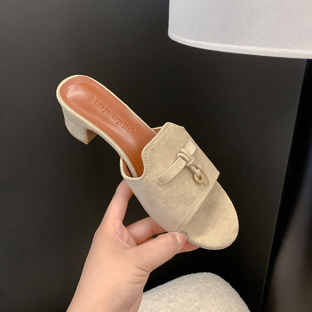 Tassel Lock Block-Heel Sandals