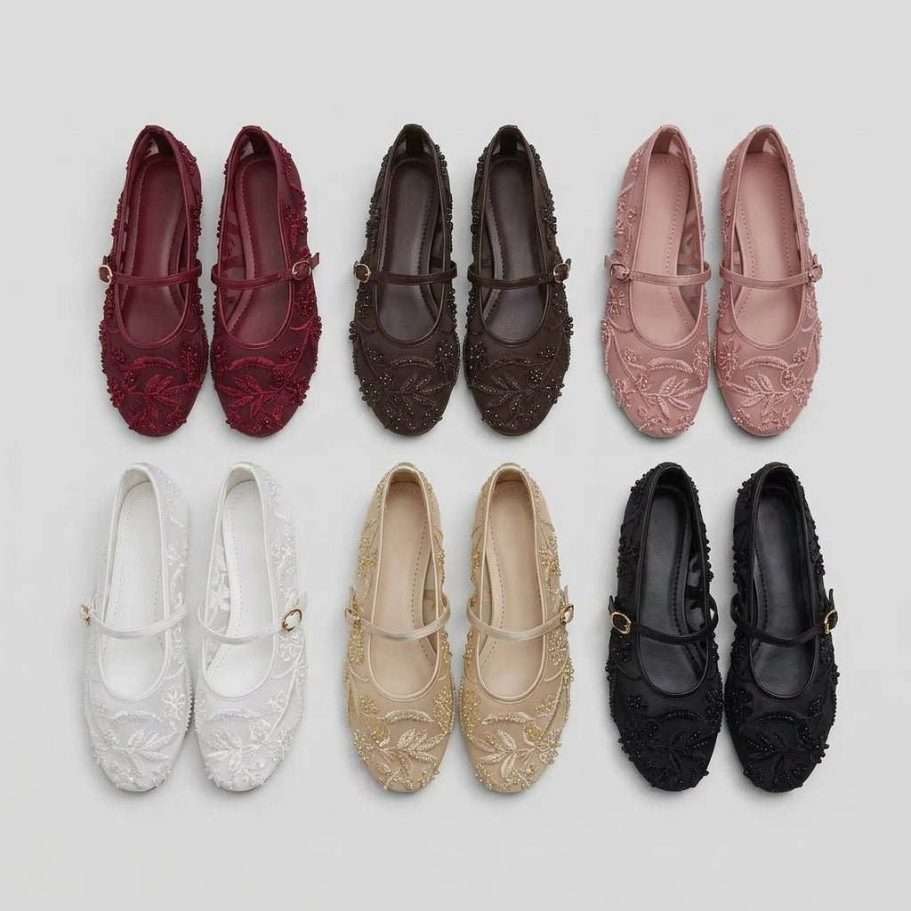 Pearl Mesh Mary Janes
