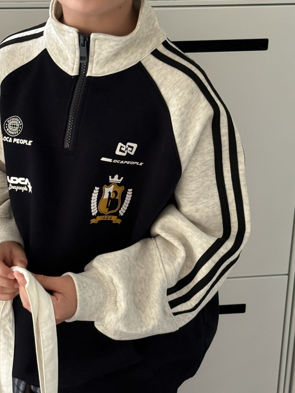 Kids' Zip-Collar Letter Sweatshirt