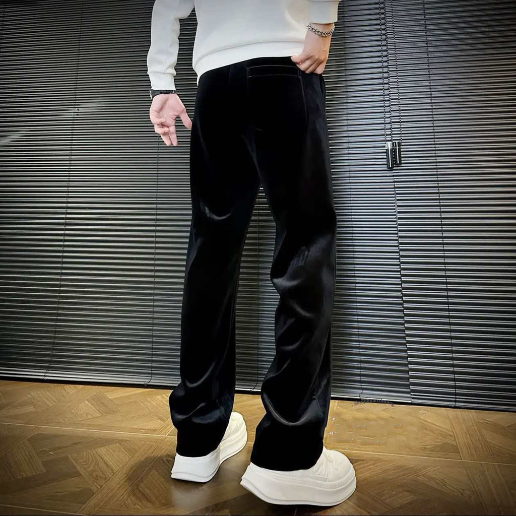 Premium Velour Straight-Leg Trousers