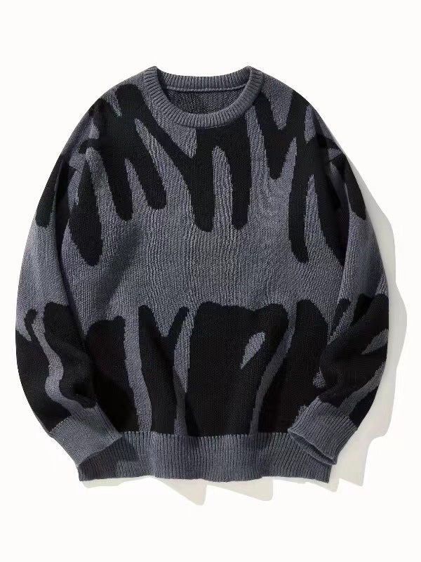 Men's Trendy Crew Neck Jacquard Knit Sweater