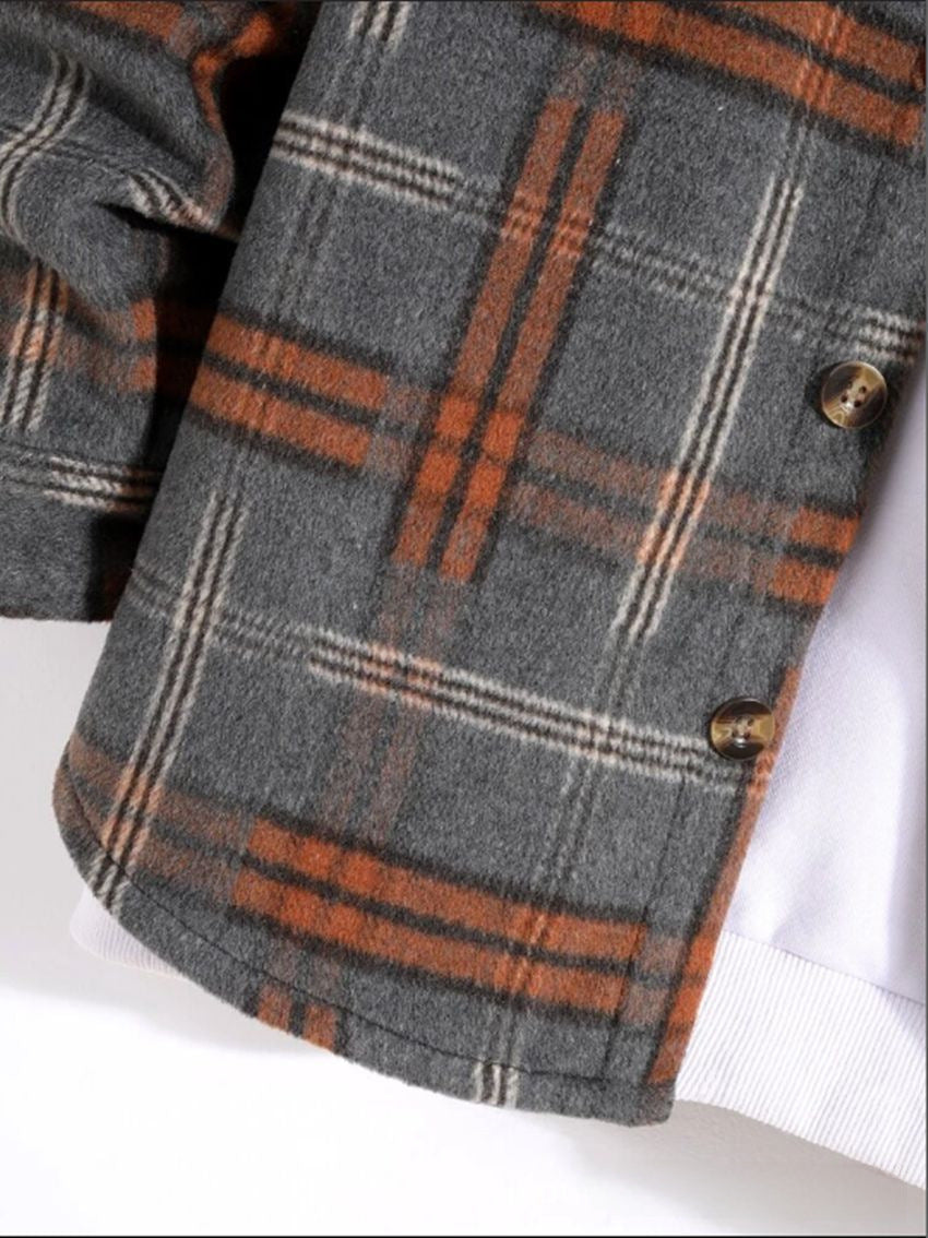 Hooded Plaid Flannel Jacket