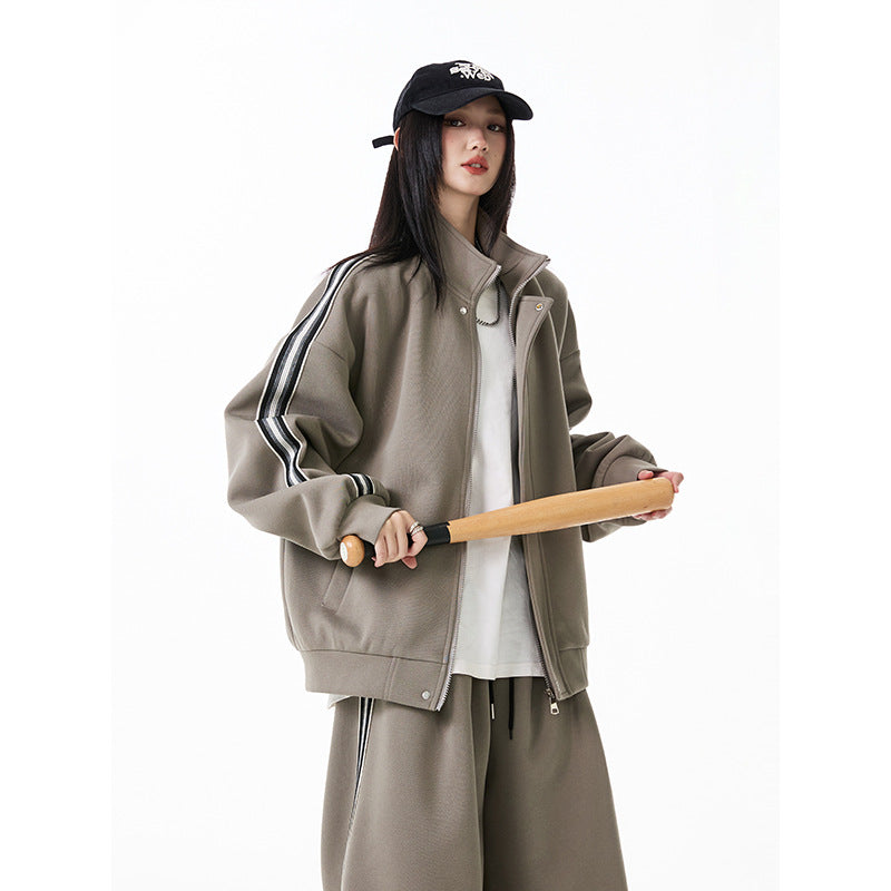 Sporty Retro Zip Tracksuit Set