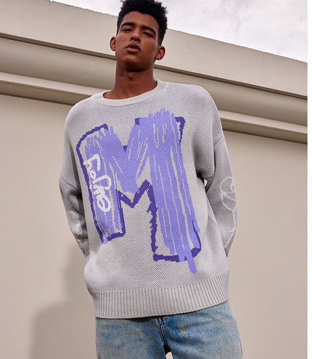 Graphic Oversized Knit Sweater
