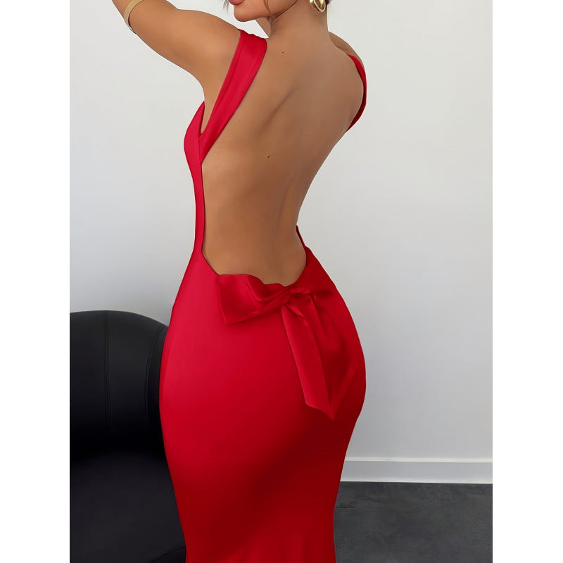 Bow Detail Backless Dress
