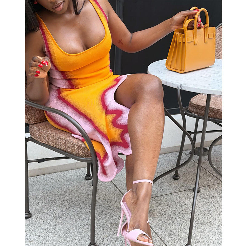 Printed Asymmetrical Cami Dress