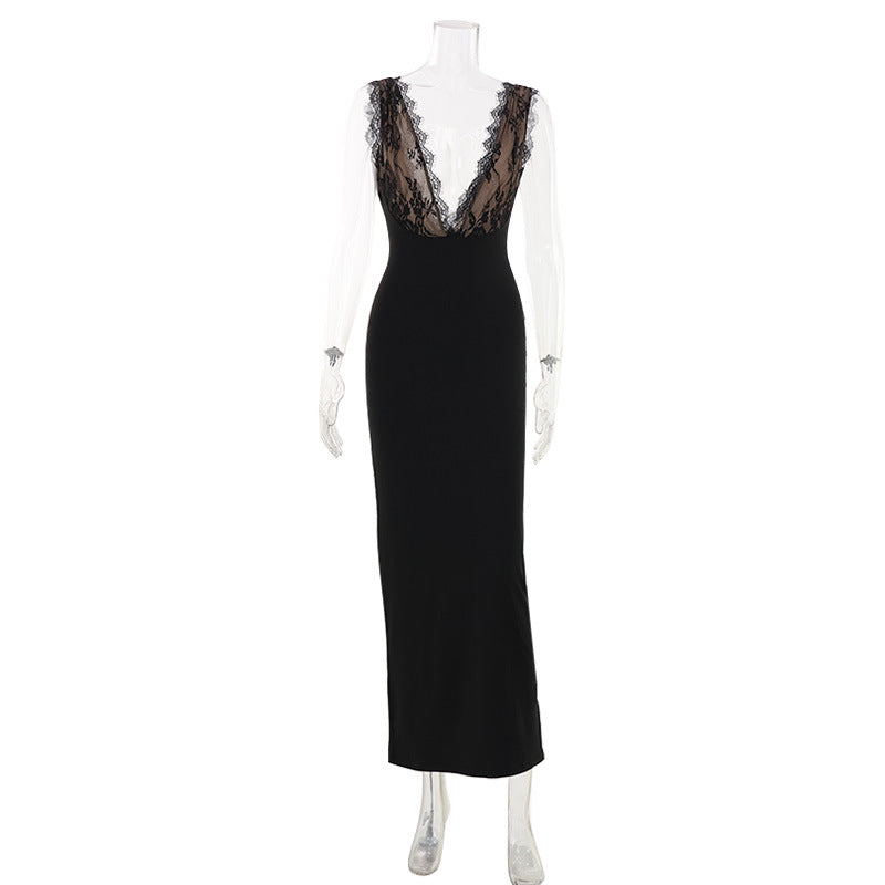 Lace V-Neck Pencil Dress