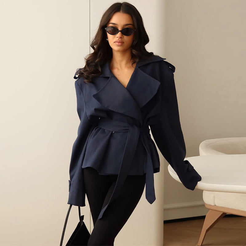 Elegant Tie Waist Blazer Jacket