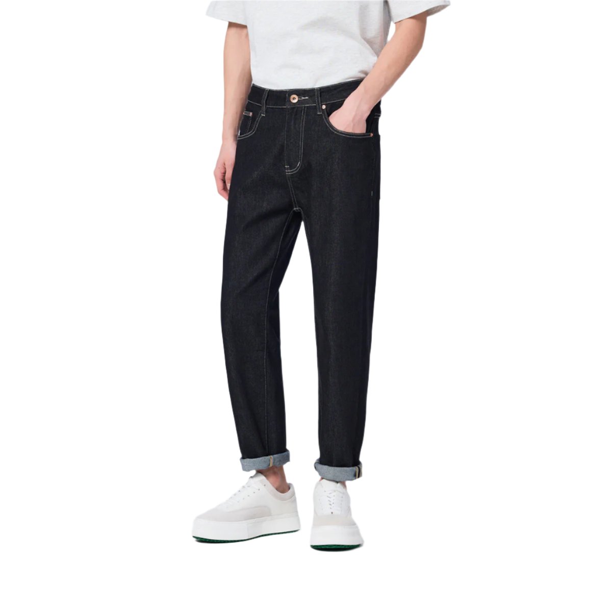 Black Tech Casual Cropped Pants