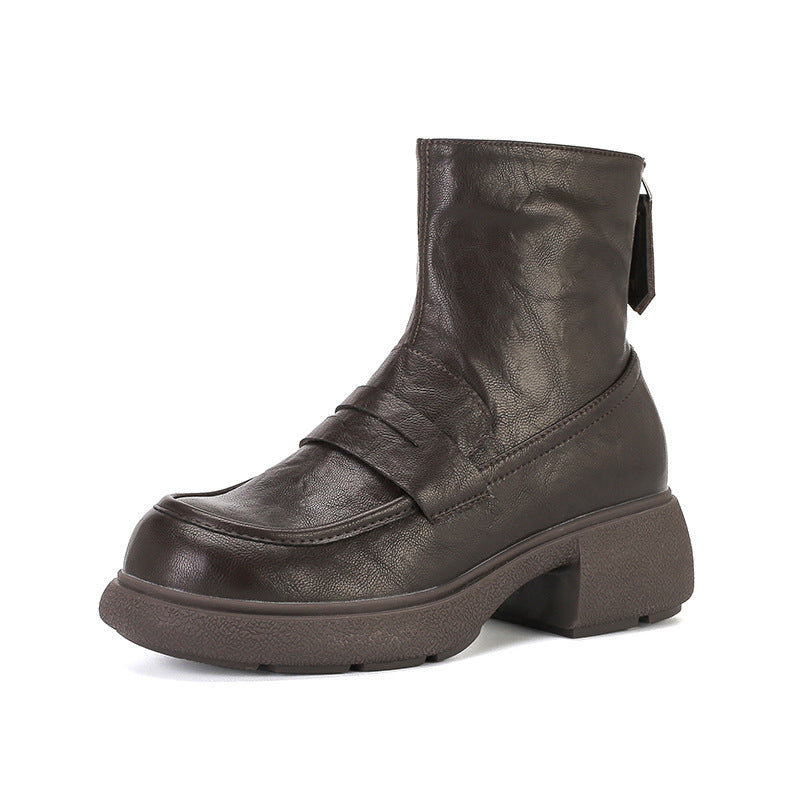 Leather Platform Ankle Boots