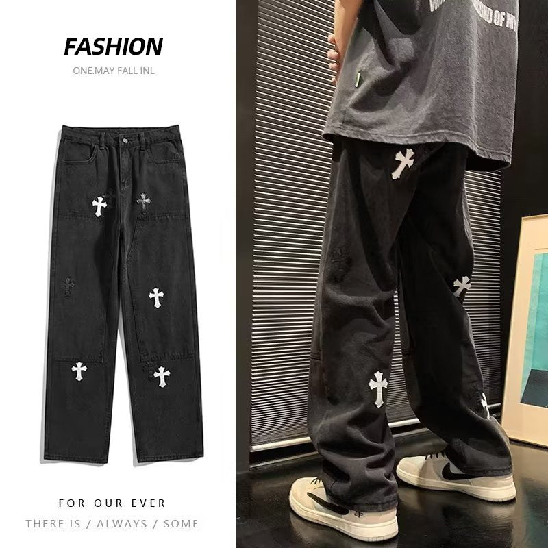 Hong Kong Style Men's Wide-Leg Casual Pants