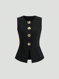 Sculpted Statement Button Vest