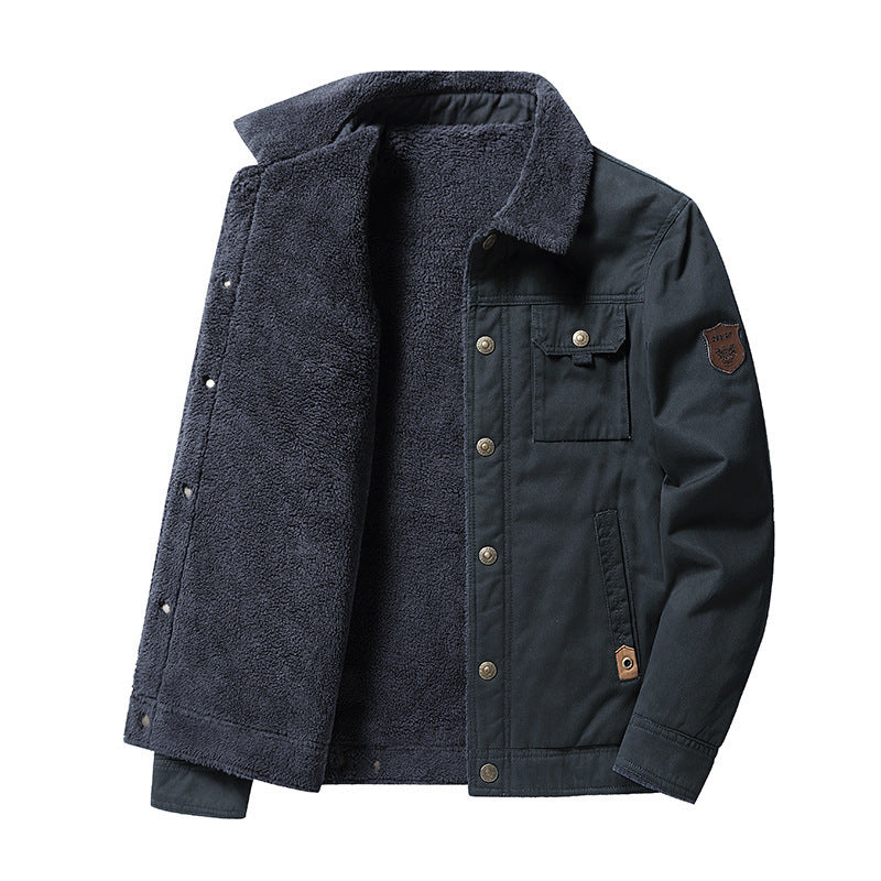 Men's Plush-Lined Washed Cotton Jacket
